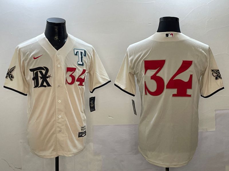 Men Texas Rangers #34 No Name Cream City Edition Game Nike 2025 MLB Jersey style 2->texas rangers->MLB Jersey